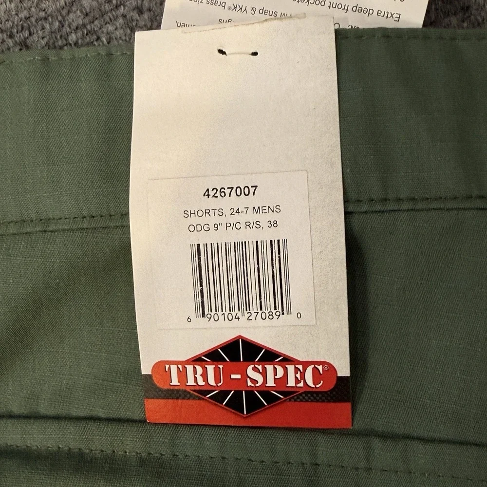 TRUE SPEC 24-7 Series Men's Sz 38 Tactical Cargo Shorts Green NWT